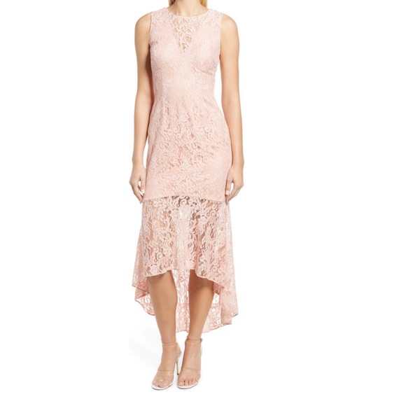 # Vince Camuto Apricot Floral Lace High-Low Cocktail Dress- New With Tag - Picture 13 of 17